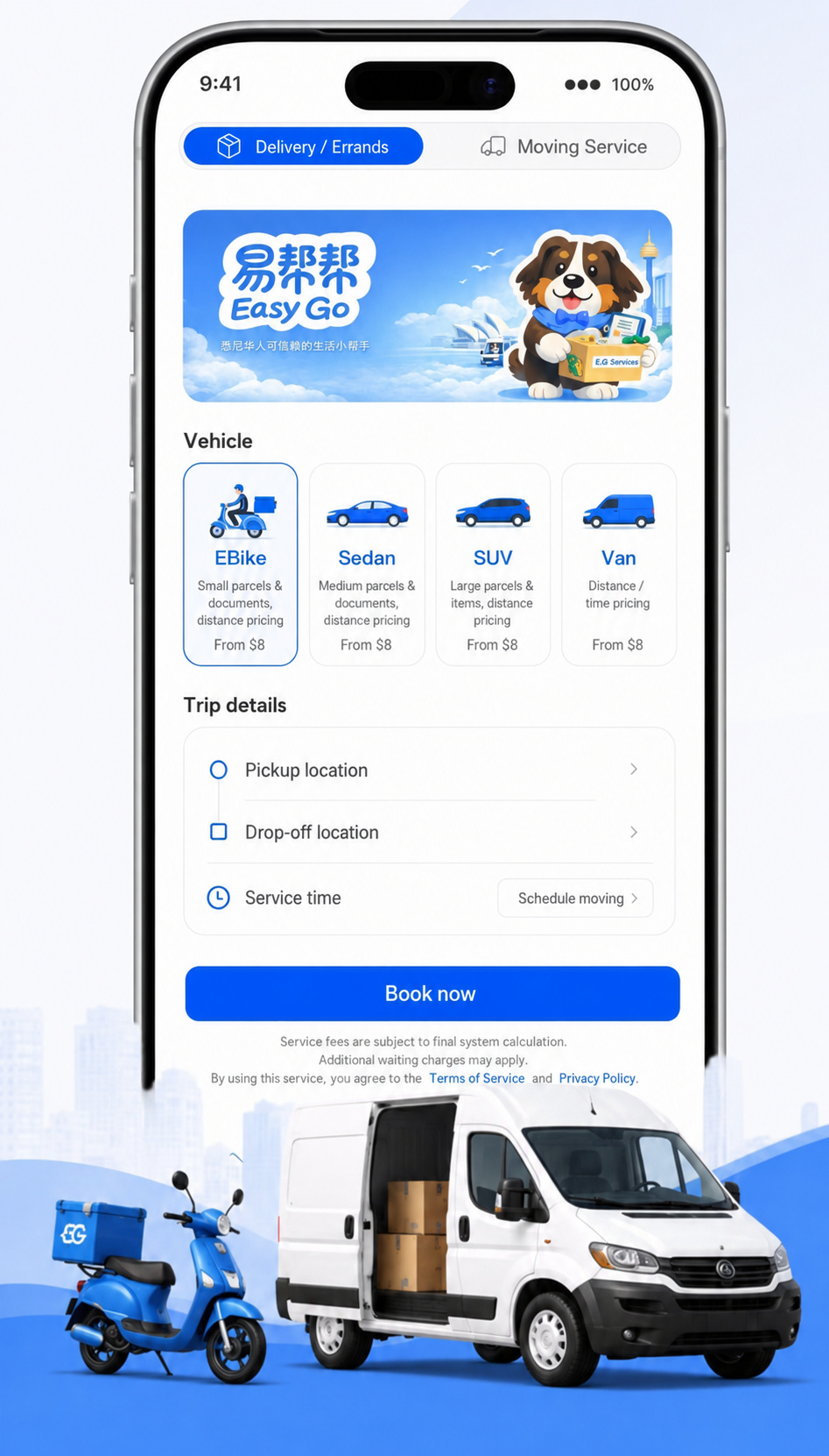 EasyGo service booking screen